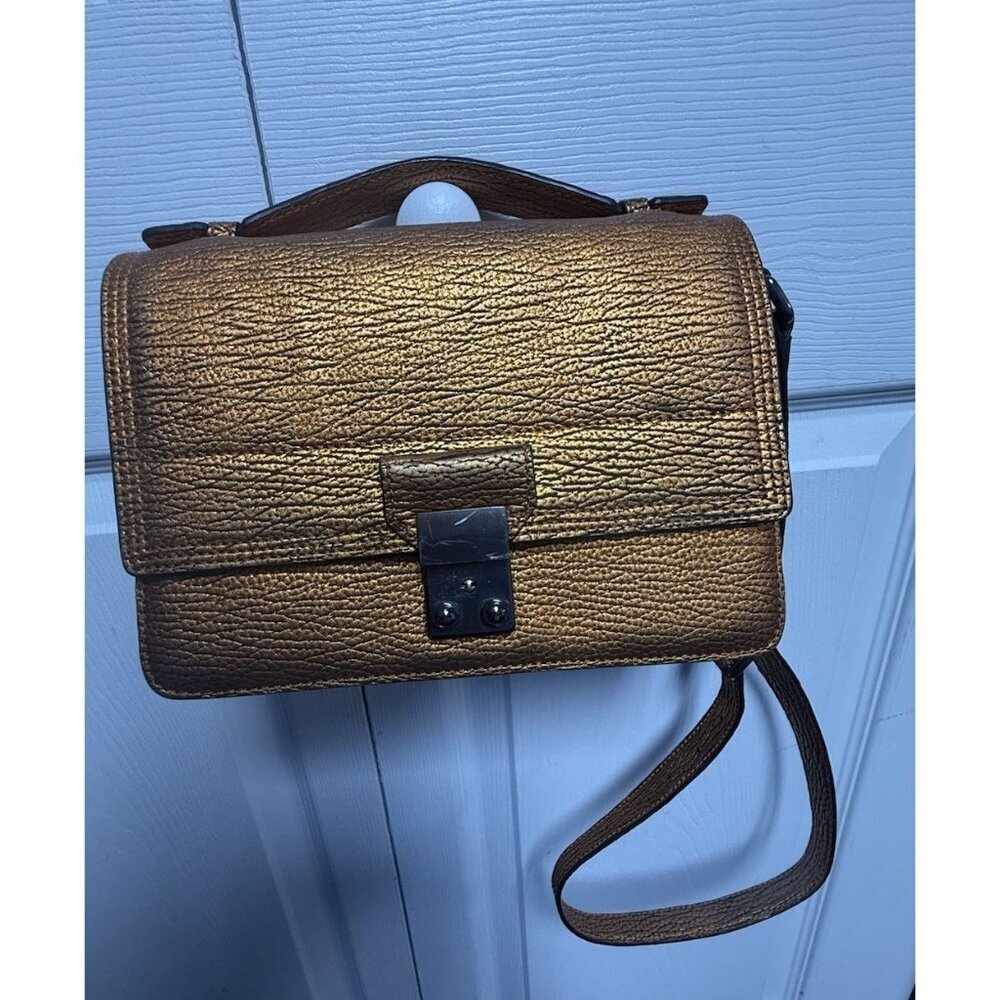 3.1 Phillip Lim Pashli Mini Satchel Crossbody orange metallic Leather Bag Purse